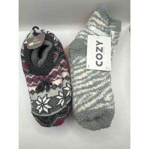 Secret Treasures Slipper Socks & Cozy Hub Fuzzy Socks Bundle 4 Pairs NWT